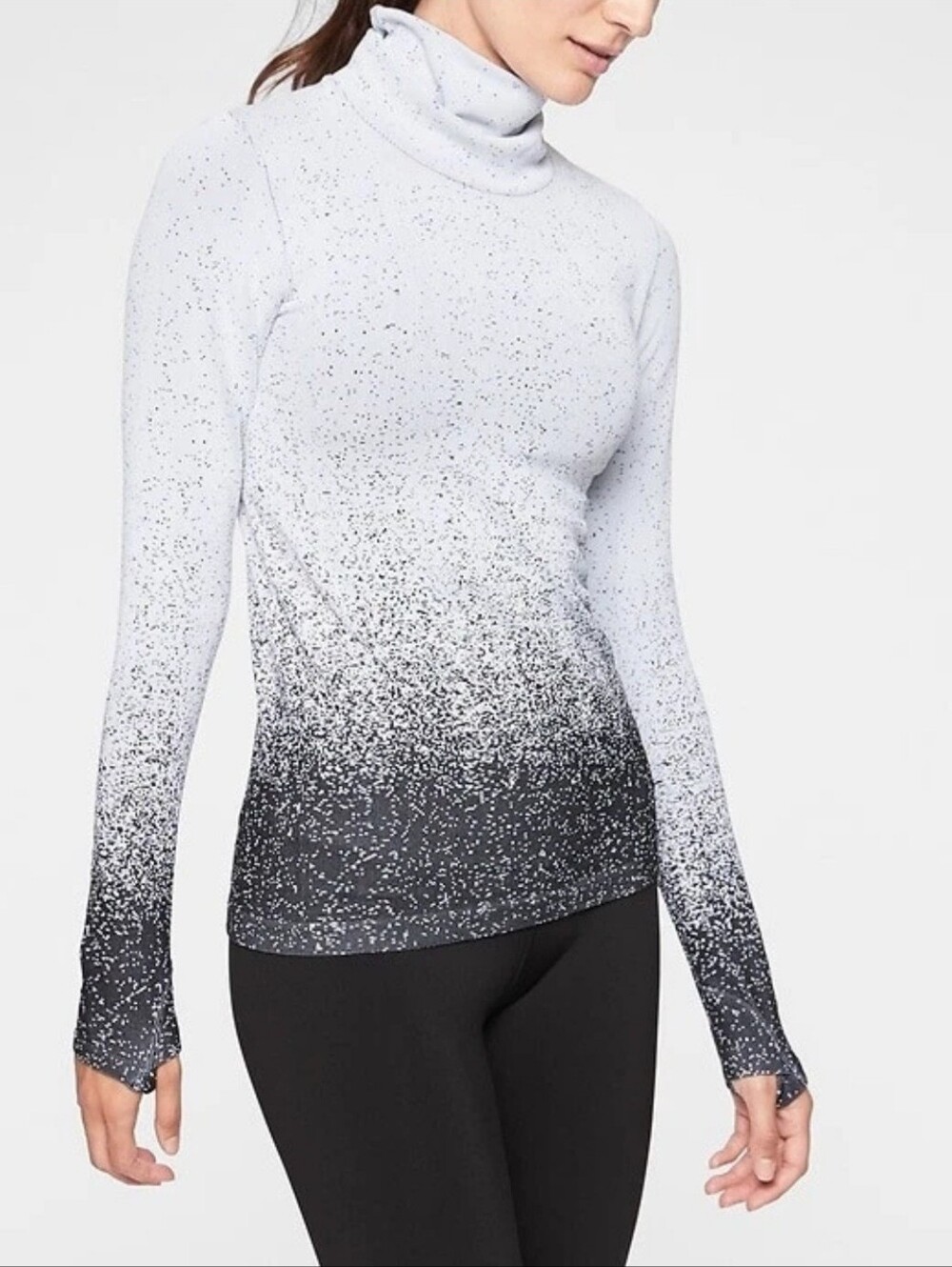 Athleta Flurry Base Layer Ombré Turtleneck Gorpcore Top Winter-Sport Sz